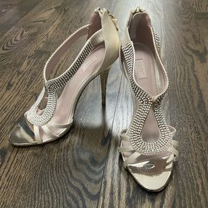 Rhinestone Champagne and Gold colored Heels